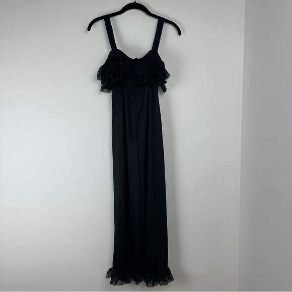 Chic Lingerie Sleepwear Pants One Piece Romper Size Small Black Vintage Ruffle - Picture 1 of 10